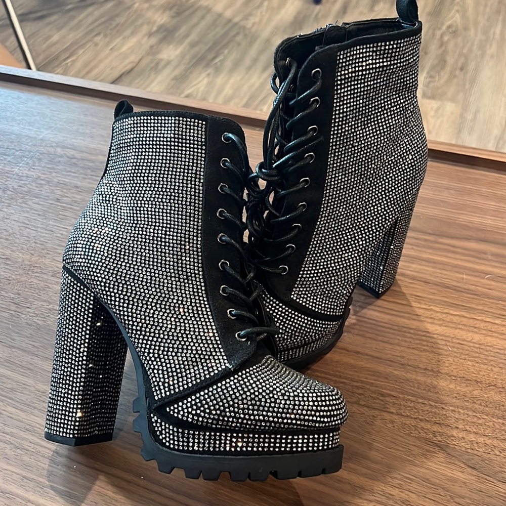 Never worn 6.5 sized wild diva crystal heels